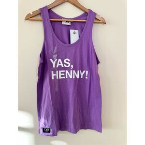 YAS Henny! Biggest Hennessy Fan Purple Mens Fit Tank Top New